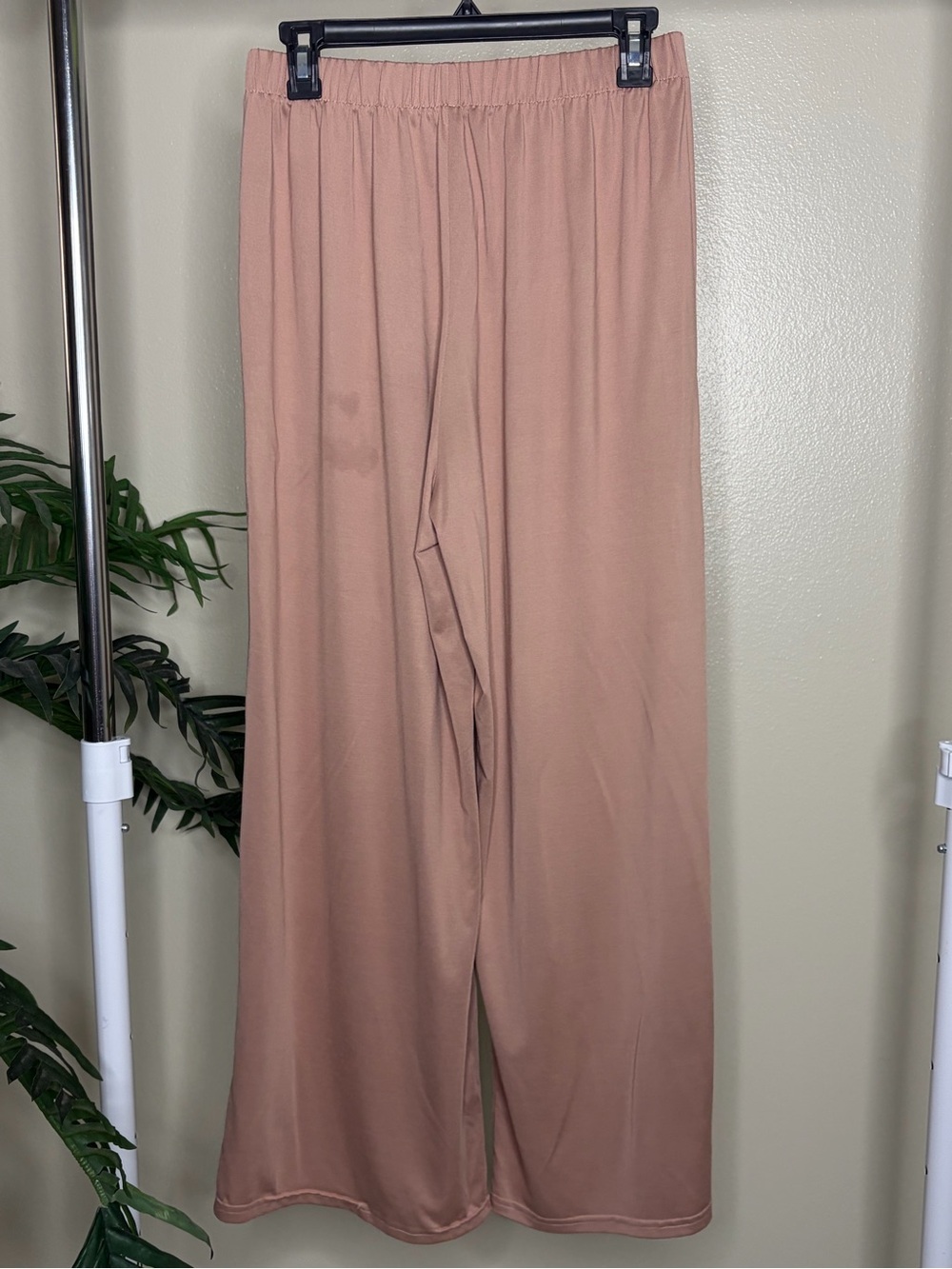 Beige Lounge Set Matching Long Sleeve Crop Top Wide Leg Pants Cozy - Picture 5 of 6